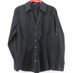 Express Essential Stretch Button Down Collar Top